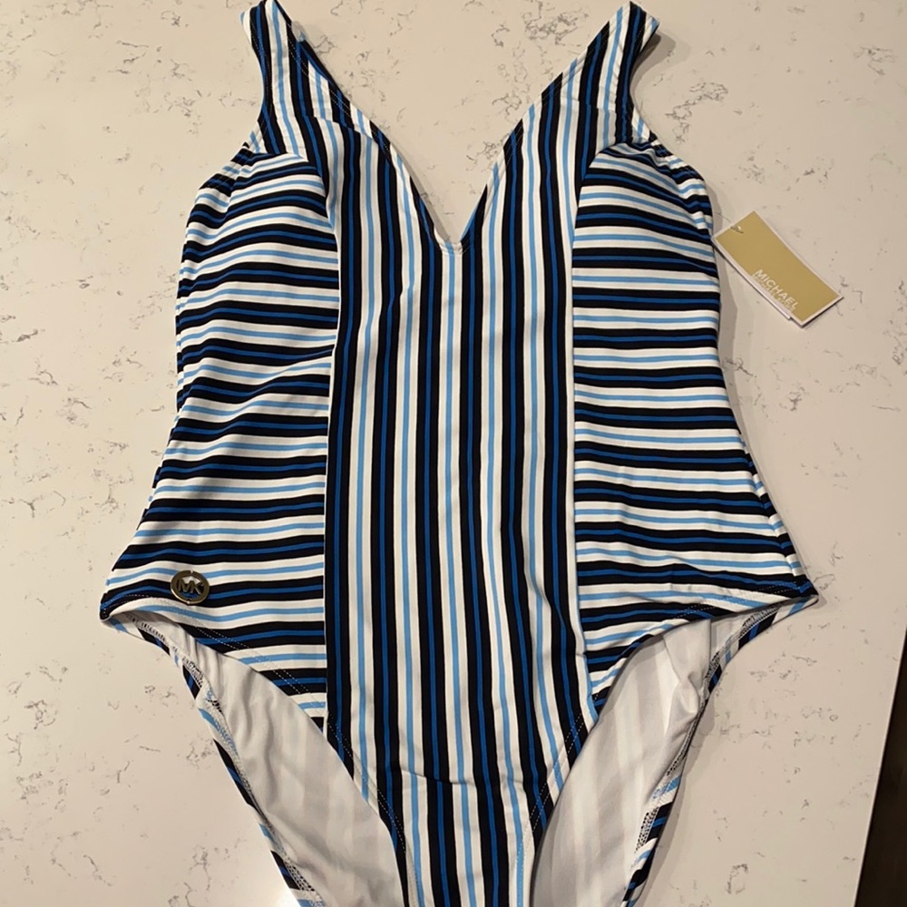 Michael Kors striped one piece swimsuit